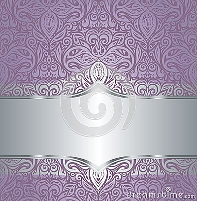 Wedding Floral violet silver vector background design Vector Illustration