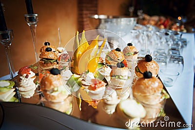 Finger foods for wedding appetizers fancy Stock Photo