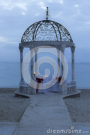 Wedding Gazebo Candlelight Dinner Stock Photo