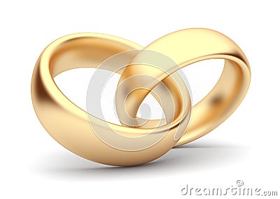 Wedding gold rings 3d. Isolated. Symbol of love Stock Photo