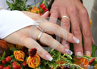 Wedding hands Stock Photo