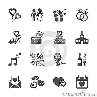 Wedding icon set, vector eps10 Vector Illustration