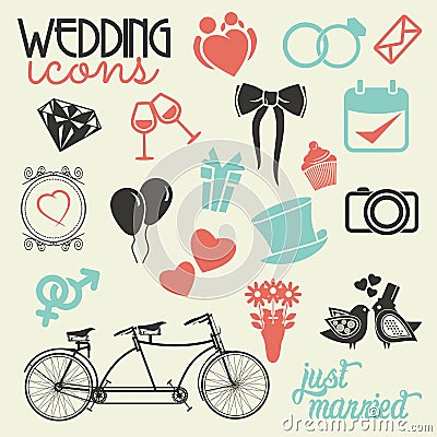 Wedding icon set Vector Illustration