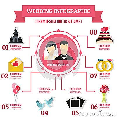 Wedding infographic concept, flat style Vector Illustration