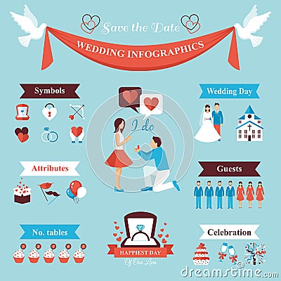 Wedding Infographics Set Vector Illustration