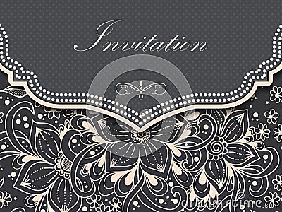 Wedding invitation and announcement card with ornament in Arabian style. Arabesque pattern. E Vector Illustration