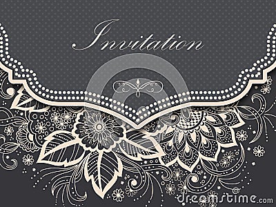 Wedding invitation and announcement card with ornament in Arabian style. Arabesque pattern. Eastern ethnic ornament. Vector Illustration