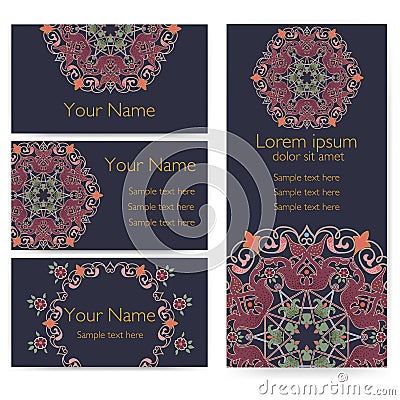 Wedding invitation and announcement card with ornament in Arabian style. Arabesque pattern. Eastern ethnic ornament Vector Illustration