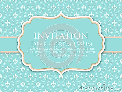 Wedding invitation and announcement card with vintage background artwork. Elegant ornate damask background. Vector Illustration