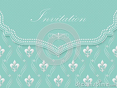 Wedding invitation and announcement card with vintage background artwork. Elegant ornate damask background. Vector Illustration