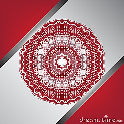 Wedding invitation background. with red and silver mandala vector illustration Vector Illustration
