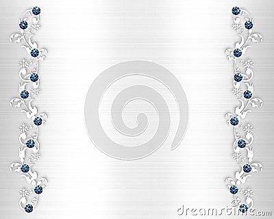 Wedding invitation blue crystals Cartoon Illustration