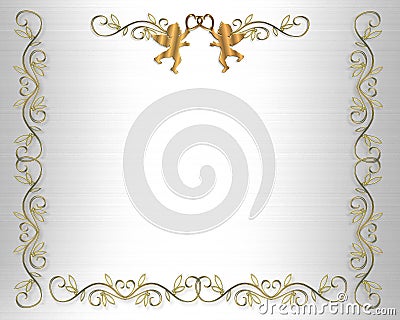 Wedding Invitation Border Gold Hearts Stock Photo