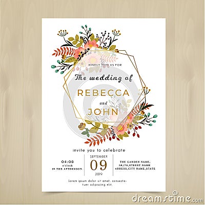 Vector Wedding Invitation card. Flora flower rustic pattern set Vector Illustration