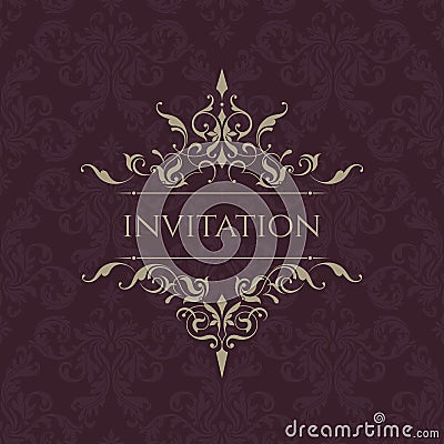 Wedding invitation. Classic border. Decorative frame. Vector Illustration