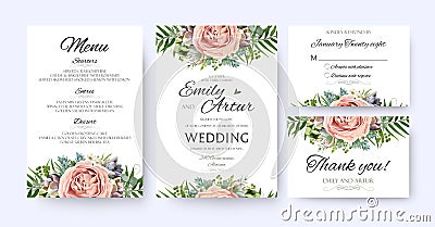 Wedding Invitation, floral invite card Design: garden lavender p Vector Illustration