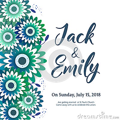 Wedding Invitation, floral invite card Design Vector Illustration