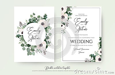 Wedding Invitation, floral invite modern card Design: light pink Vector Illustration