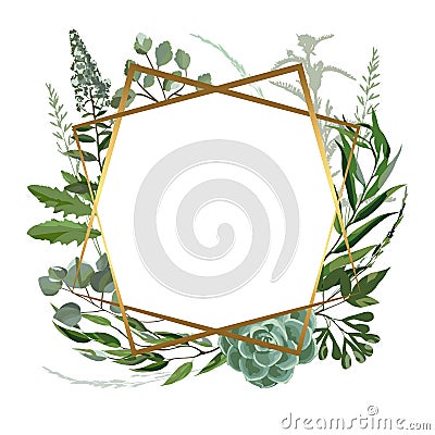 Wedding herbal frame Vector Illustration