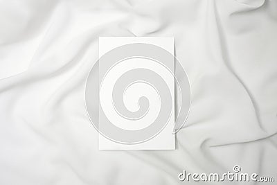 Wedding invitation mock up, blank postcard, greeting card template on the white cloth Stock Photo