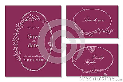Wedding invitation, rsvp, save the date card design with floral Vector Illustration