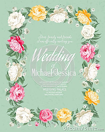 Wedding invitation template Vector Illustration