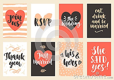 Wedding invitations cards set Vector Illustration