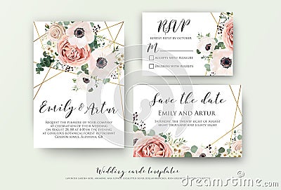 Wedding invite, invitation, rsvp, save the date card design with Vector Illustration