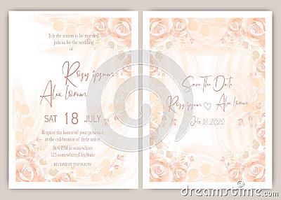 Wedding invite, invitation, save the date card design with elegant lavender garden anemone Vector Illustration