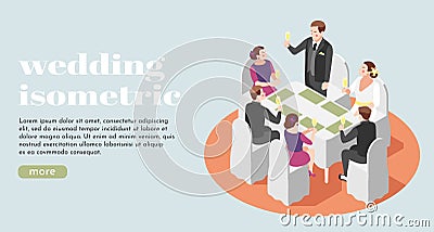 Wedding Isometric Background Vector Illustration