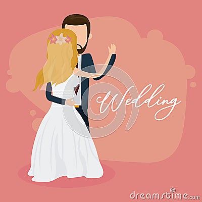 Wedding just married card Vector Illustration