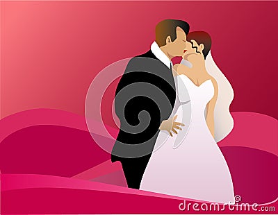 Wedding Kiss Vector Illustration