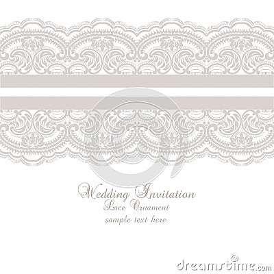 Wedding Lace Invitation Card Vector Illustration