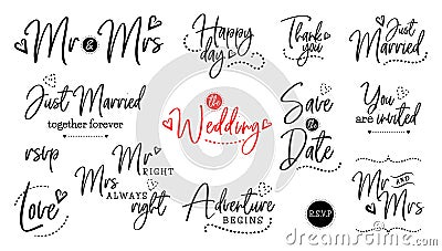 Wedding lettering set Vector Illustration