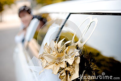 Wedding limousine decoration Stock Photo