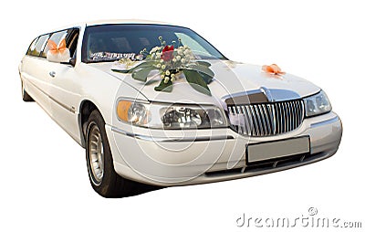 Wedding limousine with flowers Stock Photo