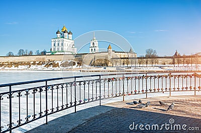 Wedding locks at the Pskov Crom Stock Photo