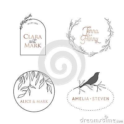 Wedding logo luxury collection. Monogram elegant identity for restaurant, boutique. Vector modern minimalistic Vector Illustration