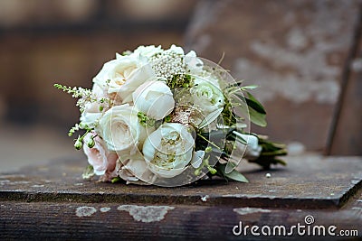 Wedding. Marriage. The bride`s bouquet. Stock Photo