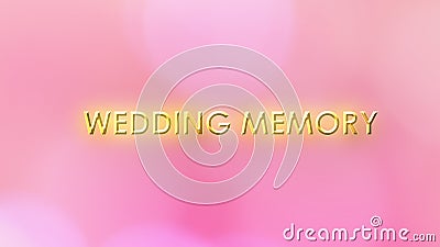 Wedding Memory cover golden on bokeh blur light abstract background.Motion graphic Romantic magic for your text glowing.Love Cartoon Illustration