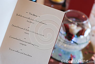 Wedding Menu Stock Photo