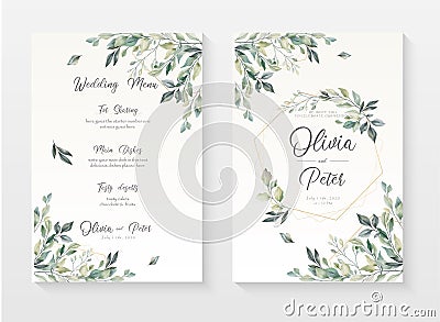 Wedding menu invitation document template Stock Photo