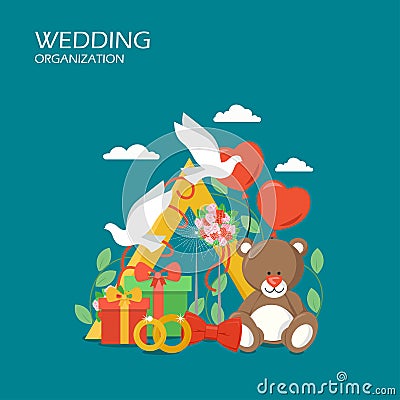 Wedding organization vector flat style design illustration Vector Illustration