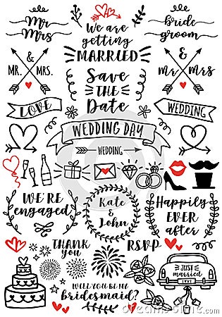 Wedding overlays, vector set Vector Illustration