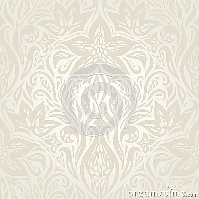 Wedding pale floral pattern Retro floral ecru decorative vector Vector Illustration