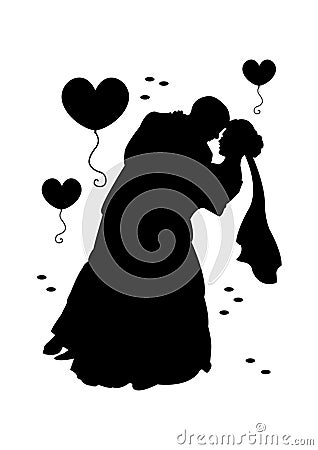 Wedding party black silhouette Stock Photo