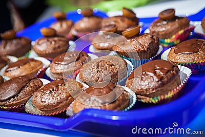 Chocolate muffins on wedding day Stock Photo