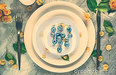 Creative artsy table decor idea Stock Photo