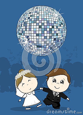 Wedding party first dance Vector Illustration