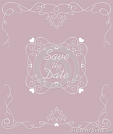 Wedding pastel card with vintage arch and frame. Save the date Vector Illustration